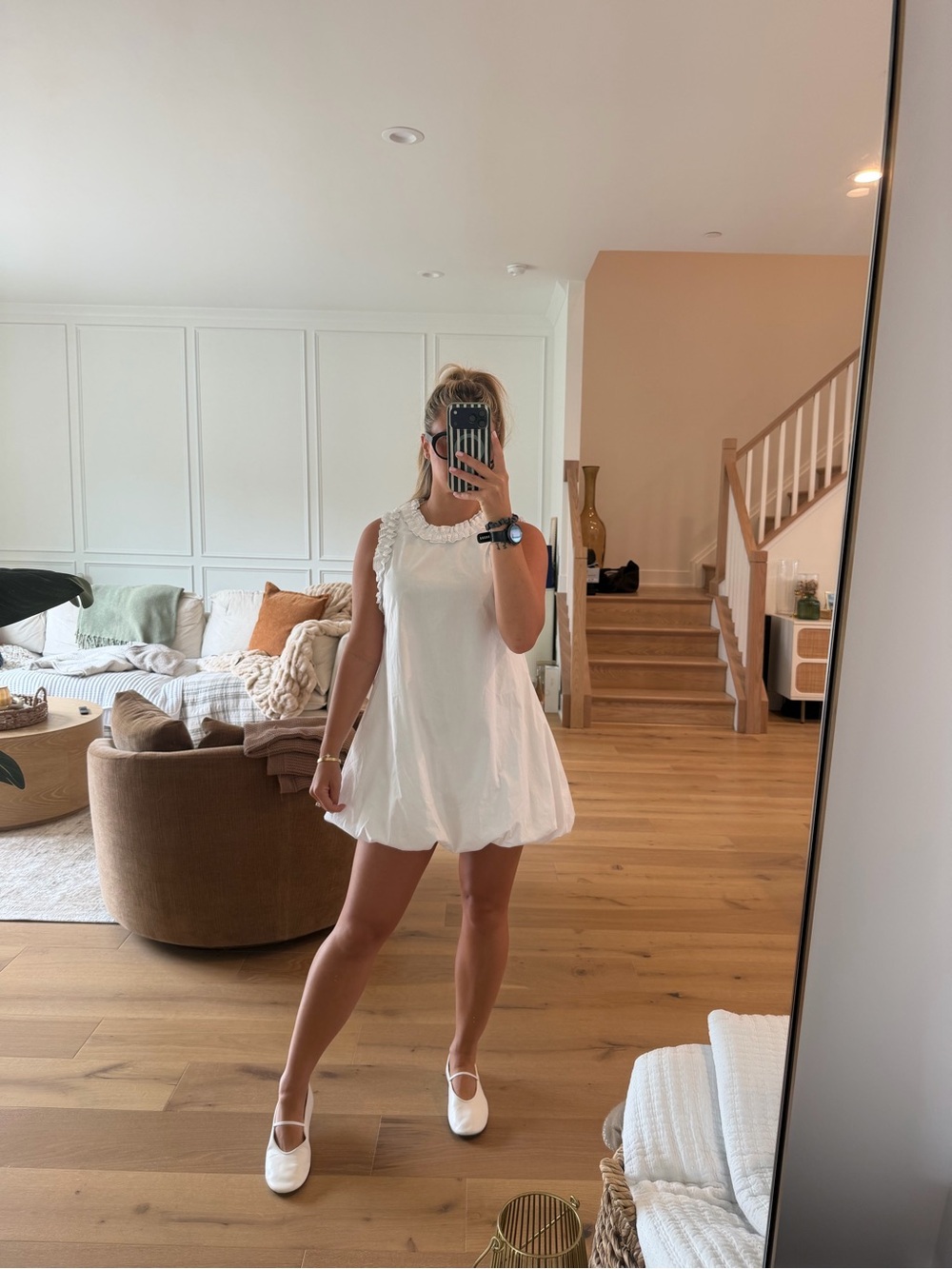 Zara White Sleeveless Babydoll Mini Dress